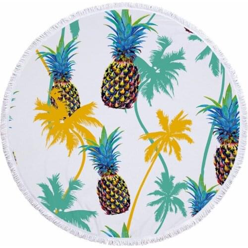 Tassels Beach Towel Beach Mat Pineapple Printed Beach Blanket Picnic Blanket Bath Towel Bikini Cover-up