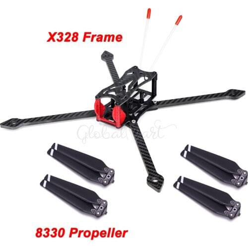 HSKRC 77# X328 328 328mm Full Carbon Fiber FPV Racing Quadcopter Frame Kit with 5mm arm Support 8 inch 8330 Propeller