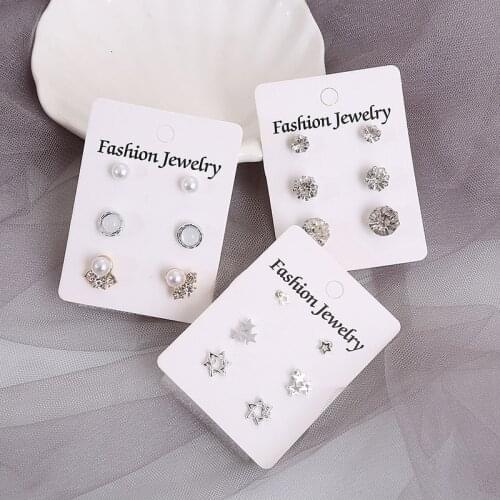 Popular geometric earrings set net red simple temperament student couple earrings female party accessories