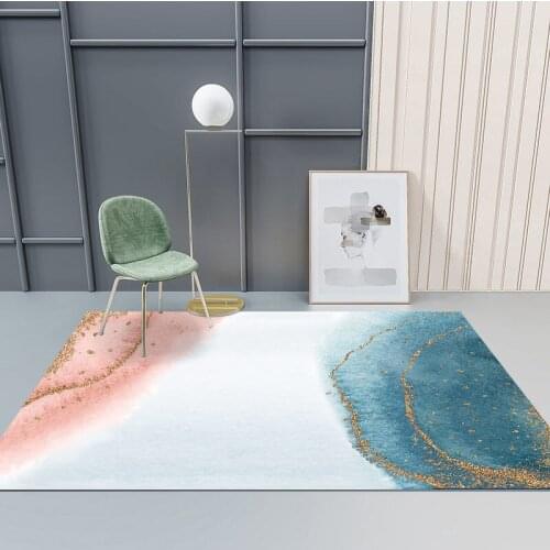 Rose gold edge modern Nordic large living room carpet 3D printing rose gold abstract colorful bedroom kitchen carpet can be full