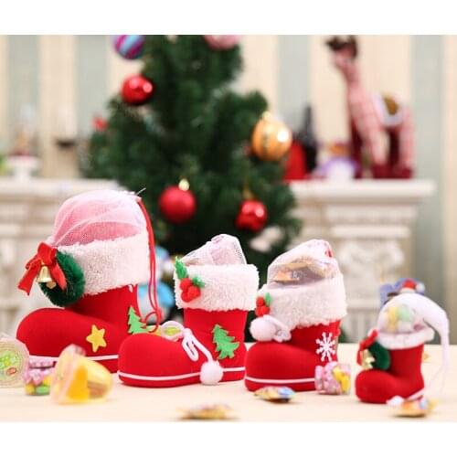 Creative Christmas Candy Jar Boots New Year Santa Shoes Stocking Gift Holder Bags Home Party Christmas Tree Pendant Decoration