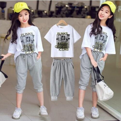 Baby Girls Summer Clothes 2021 New Kids 2 Pcs Sets Fashion Casual Short Sleeves T-shirts And Pants Sets 4 6 8 10 12 Year