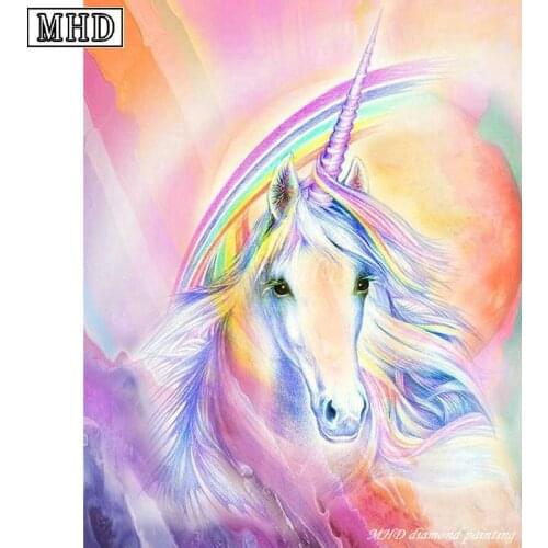 MHD cartoon unicorn full square / round diamond 5D DIY diamond painting 3D cross stitch new arrival animal mosaic decoration