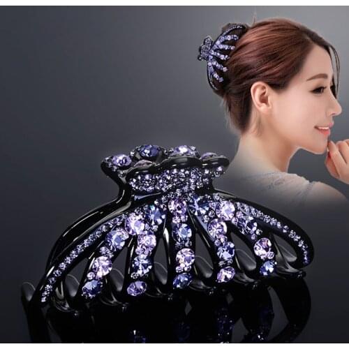 Fashion Women Hair Clip Crystal Hair Claw Vintage Butterfly Hairpin Shiny Rhinestone Bow Hair Clips Accessories