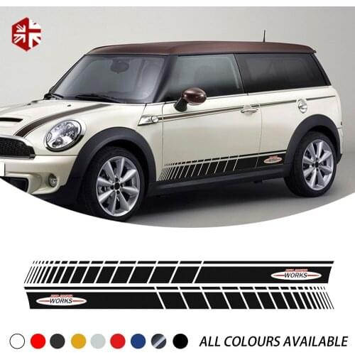 2 Pcs Car Door Side Stripes Skirt Sticker John Cooper Works Style Body Decal For MINI Cooper JCW Clubman R55 Accessories