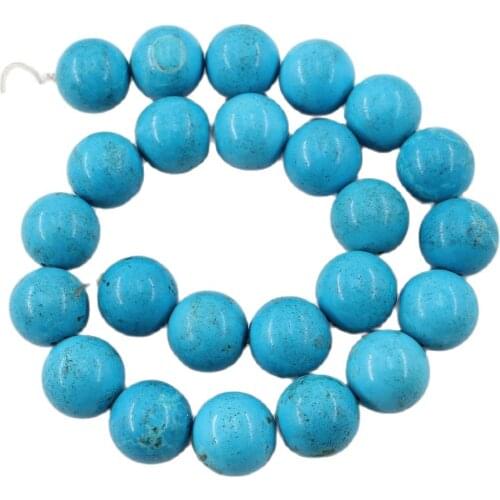 APDGG Natural Stone 16MM Smooth Round Blue Turquoise Loose Beads 15.5" Strands For Necklace Bracelet Jewelry Making DIY