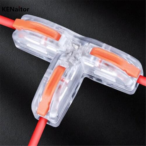 New Universal T-Type Wire Connector Quick Distribution Terminal Transparent Copper Clip Home Main Power Distributor