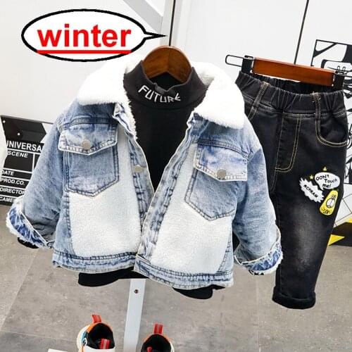 Boys Clothes Fashion Winter Boy Suit Casual Hot Sale Kids Costume Boy Clothing Set Denim Jacket + T-Shirt + Jeans 3pcs Set 2-6Y