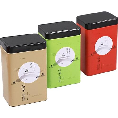 Xin Jia Yi Middle Portable Rectangle Shape Smooth Surface Special Design Tin With Paper Bag Cookies Jar Tea Tin Box