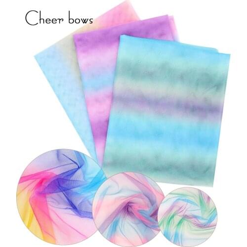 Cheer bow Rainbow Gradual Tulle Fabric Soft Mesh Fabric Handmade Textile Decor DIY Apparel Sewing Fabric Supplies For Dress Doll