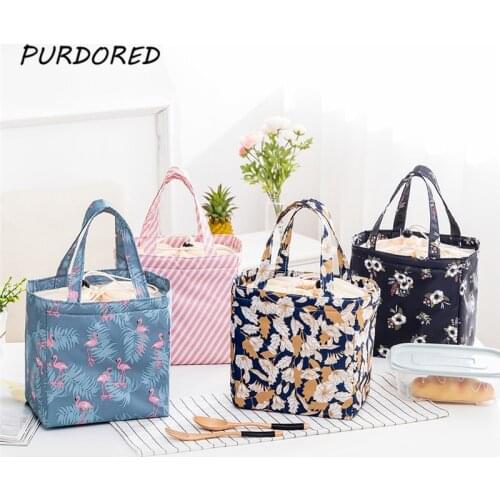 PURDORED 1 pc Cactus Lunch Bags Portable Waterproof Lunch Box Bag For Women Thermal Food Picnic Cooler Bag Dropshipping