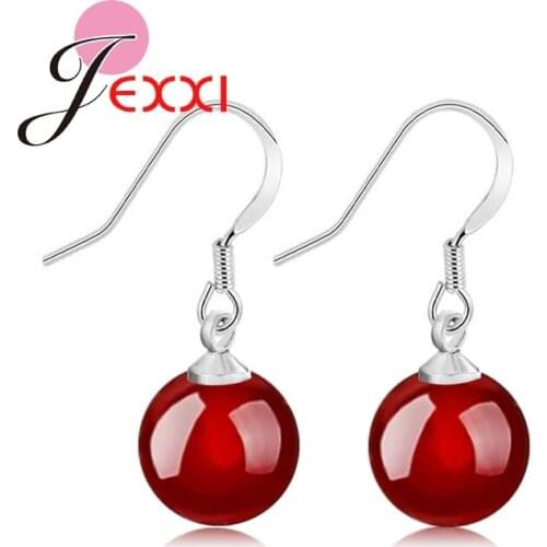 New Clear Colorful Ball Shape Pendant Earrings For Girls Women Lady 925 Sterling Silver Top Quality Drop Earrings
