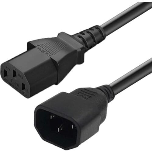 Black IEC320 C13 Female to C14 Male UPS PDU Power Cord 0.75mmx2 Desktop Computer Extension Power Cable 10A 250V 3 Cores 1.5M