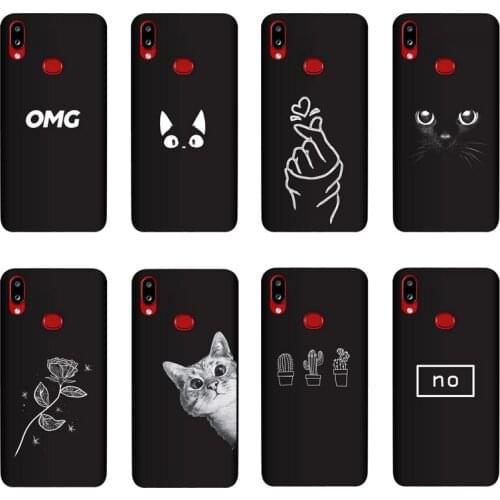 QAQsam Silicone Cover For Samsung Galaxy A10s SM-A107F/DS Case Painting Flower Cat Moon Matte Phone Cases Funda