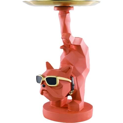 Nordic Animal Figurines Ornament,Home Living Room Decor,Dog Sculpture,Statue,Table Decoration,Desktop Candy Snacks Storage Tray