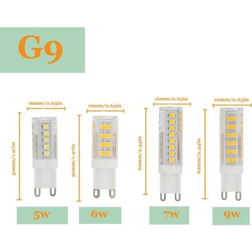 G9 LED Bulb 2835 SMD 5W 6W 7W 9W 51LEDs 75LEDs 220V 230V 240V Corn Lamp LED Spotlight Replace 30w 60w Halogen Chandelier Light