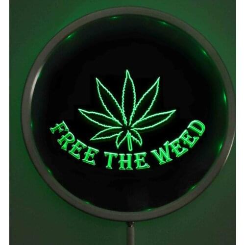 Rs-0404 Free the Weed High Life LED Neon Round Signs 25cm/ 10 Inch - Bar Sign with RGB Multi-Color Remote Wireless Control