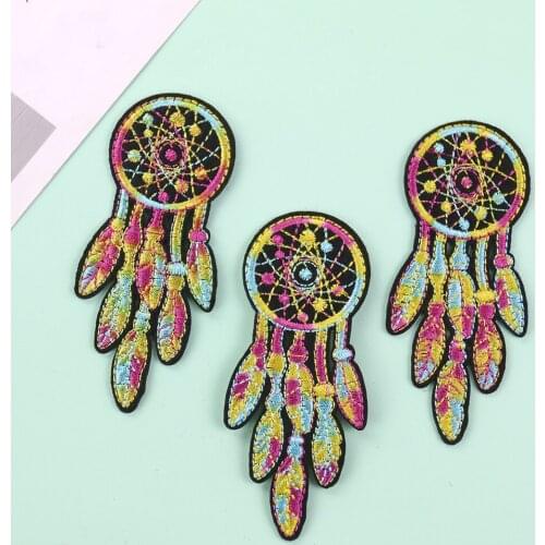 Unique Personality Dream Net Clothing Accessories Back Glue Embroidery Cloth Paste Color Feather Dream Net DIY Patch