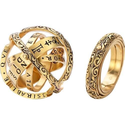 Us 6 7 8 9 Creative Astronomical Ball Complex Rotating Clamshell Astronomical Ring Universe Student Constellation Ring Jewelry