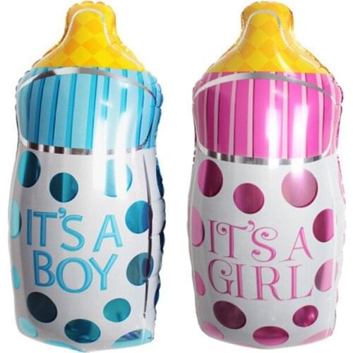 20*50cm Boy Girl Shower Feeding Bottle Foil Balloon Childrens Birthday Party Baby Gender Reveal Cartoon Aluminum Balloon
