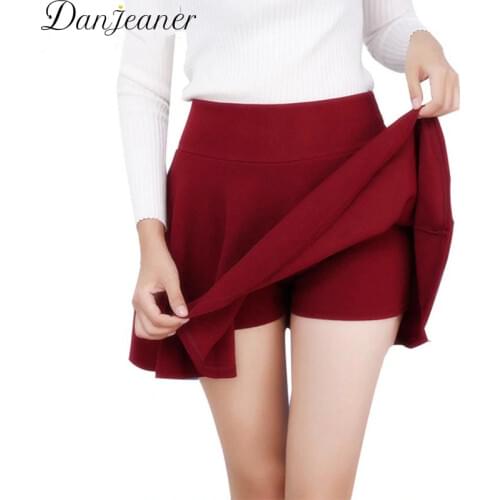 Danjeaner M-5XL 10 Colors Womens High Waist Pleated Skirts Pants 2018 Summer Super Elastic Mini Skirts Faldas Mujer Saias