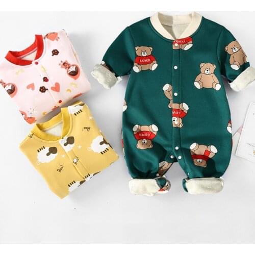 Winter Baby Romper For Baby Boy Girl Newborn Warm Clothes Infant Cute Cartoon Jumpsuit Overall 0-1Y ropa baby recien nacido