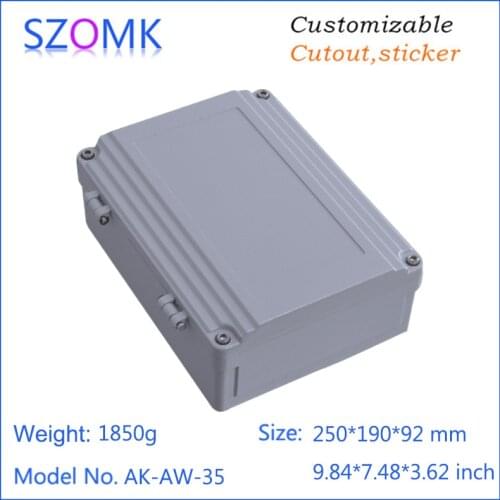 1 piece, 250*190*92mm szomk waterproof aluminum die casting electronic junction box aluminum device housing
