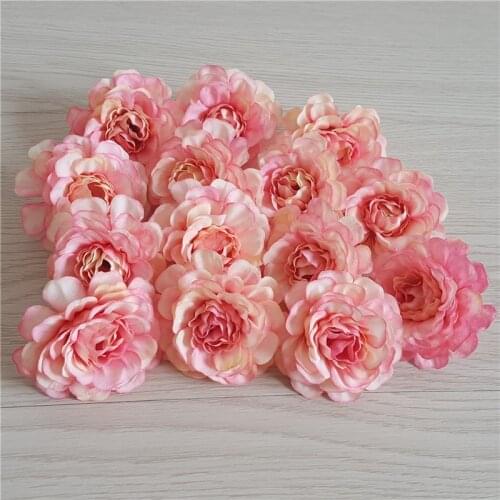 10Pcs/lot 5cm Artificial Silk Rose Flower Heads DIY Craft Wreath Gift Scrapbooking for Wedding Home Decoration Fake Flowers