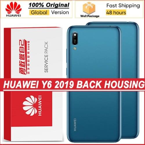 100% Original Back Housing for HUAWEI Y6 2019 / Y6 Prime 2019 / Y6 Pro Back Cover Battery Glass Door Rear Case with Camera Lens