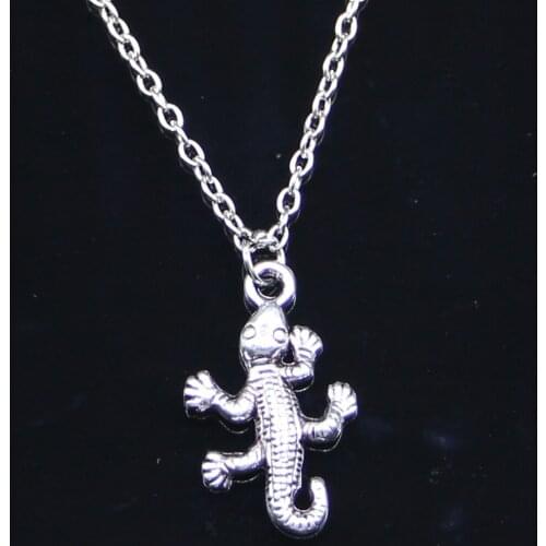 20pcs New Fashion Necklace 25x15mm gecko lizard Pendants Short Long Women Men Colar Gift Jewelry Choker