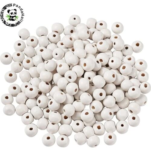 Pandahall 1 Bag Dyed Wood Beads for Fashion Jewelry Beads DIY Necklace Bracelet Making Findings Round White 8x7mm Hole: 3mm