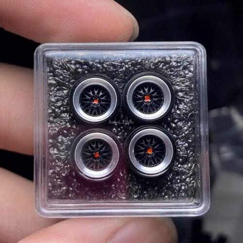 4PCS Chika Handmade Modify Parts 9mm Tires and Wheels VSXX Suit for 1/64 Model Car Kyosho/ Tomy/ Inno