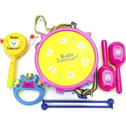 5Pcs Kids Drums Educational Toys Indoor Outdoor Interactive Playing Percussion Musical Toy Set Roll Drum Instruments Band Kit