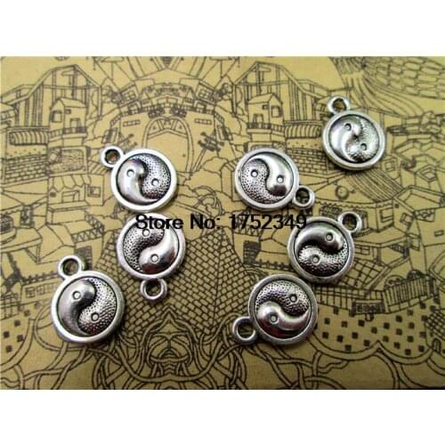 50 PCs - YinYang, Yin and Yang, The Eight Diagrams,, Bronze or Tibetan Silver, Jewelry Making, Findings, DIY Supplies,14*14mm