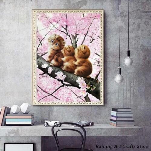 5D Diamond Painting Diy Animal Cute Cat Embroidery Cross Stitch Set Full Round Square Drill Mosaic Pictures Home Decoration Gift