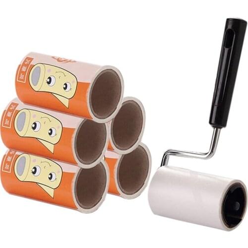 6 Pcs Cartoon Tearable Sticky Hair Roller Portable Sticky Clothes Pet Creative Hair Remover Dusting Brush Black