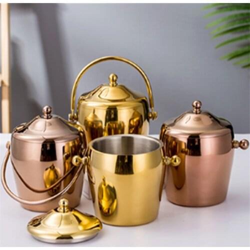 KTV bar utensils ice bucket European Champagne bucket wine beer ice bucket Creative double layers stainless steel ice bucket