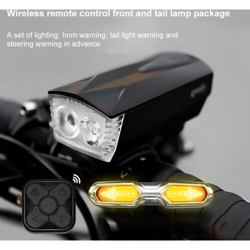 Wireless Remote Control Bicycle Front Rear Light Set LED Bike Light Horn Headlight Turn To Taillight Flashlight Bike Accessories