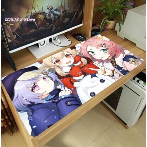 Anime Game Genshin Impact Diona Large Mouse Pad Thicken Laptop PC Gaming Mice Mat Desk Keyboard Mat Fashion Anti-Slip Playmat