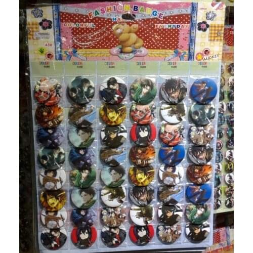 New 48pcs/set Attack on Titan Pin Badges,Round Brooch Badge Kids Clothing Accessories 4.5 cm Free Shipping MF0111