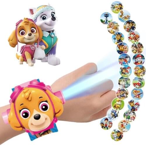 Paw Patrol Toys 24 Style Projection Digital Watch Spiderman Cartoon Patterns Time Clock Pat Patrouille Toy Kids Birthday Gift