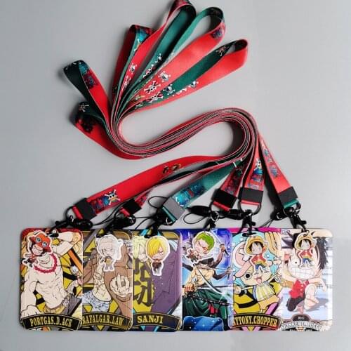 28 Style One Piece Anime Card Cases Card Lanyard Key Lanyard Cosplay Badge ID Cards Holders Neck Straps Keychains Luffy Zoro Ace