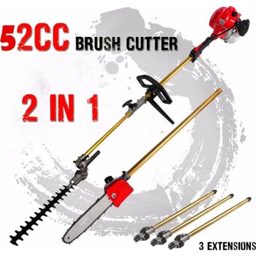 52cc Long Reach Pole Chainsaw Hedge Trimmer Brush Cutter Whipper Snipper Pruner Line Tree with 3 extend pole