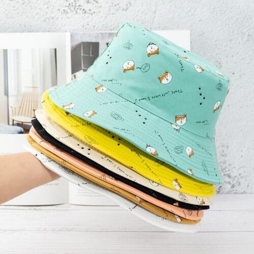 2021 Double-sided Fisherman Hat Female Korean Cute Cartoon Sun Hat Sunscreen Soft Girl Wild Japanese Sweet Ins