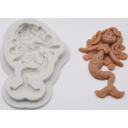 Food Grade Cute Mermaid Shape Sugar Fondant Cake Decoration Tool Chocolate Mold