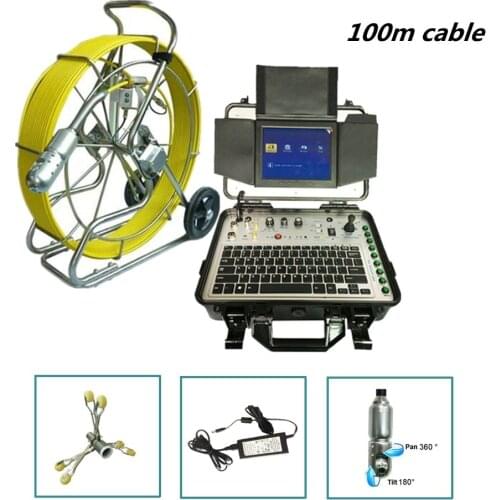 Borehole pipe sewerage inspection camera waterproof HD DVR 100m Dia.9mm cable 360 degree rotation video with 8 inch LCD monitor