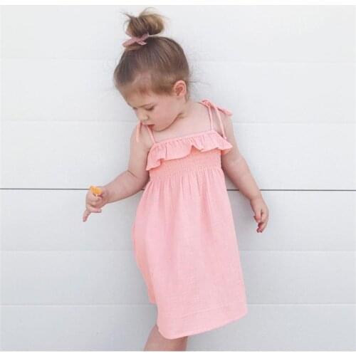 Summer Girls Clothes Little Girls Sling Dress Kids Soft Princess Dress Solid Baby Slip Dresses For Party And Wedding Clothes