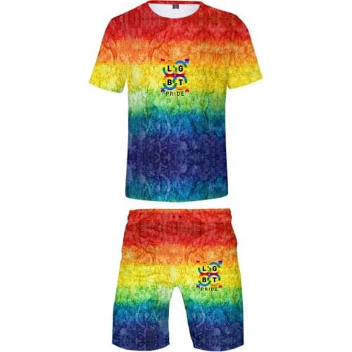 2021 Summer LGBT 3D Shorts T-shirt set Men/women Casual Hip Hop Harajuku Creative Comfortable Shorts t shirt set
