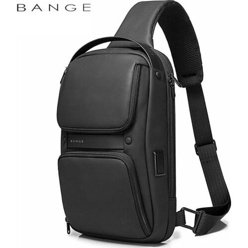 BANGE New Big Capacity Multifunction USB Oxford Crossbody Bag Shoulder Sling Bags Male Waterproof Short Trip Chest Bag Pack