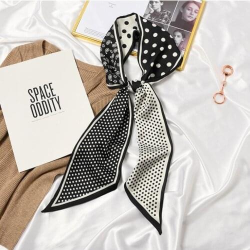 New Cashew Dot Patchwork Head Wrap Scarf Shawl Women Elegant Silk Hair Bandana Beach Skinny Scarves for Ladies Neckerchiefs 2021